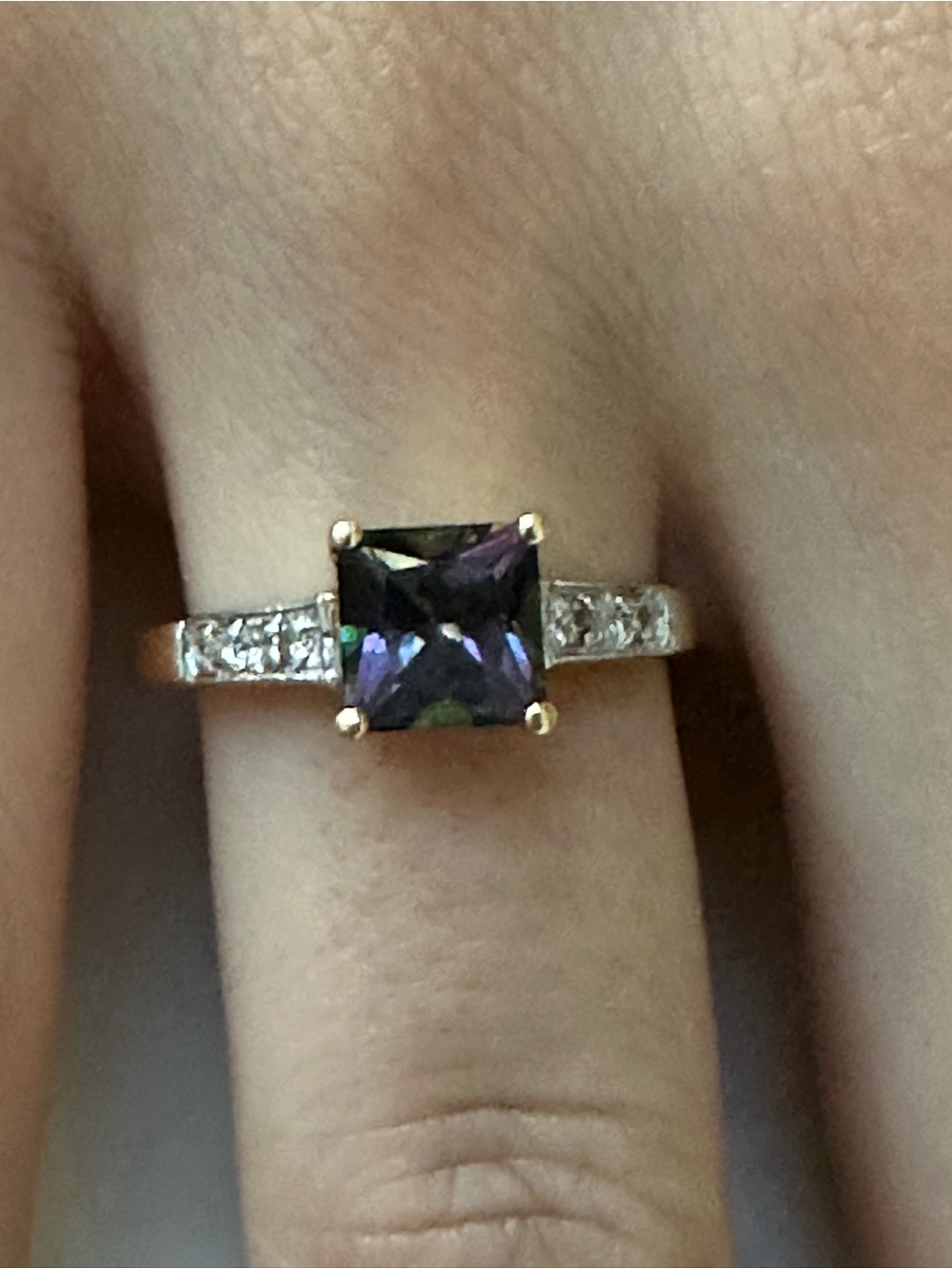 14k real solid Gold Topaz and Diamonds
